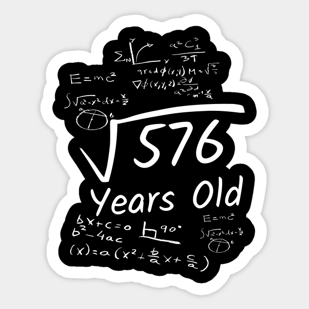 24th Birthday Math 576 Years Old Square Root Sticker by Imaginariux
